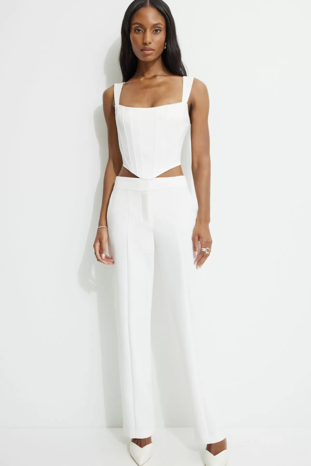 Dynamite Mid Rise Straight Leg Pants White Online