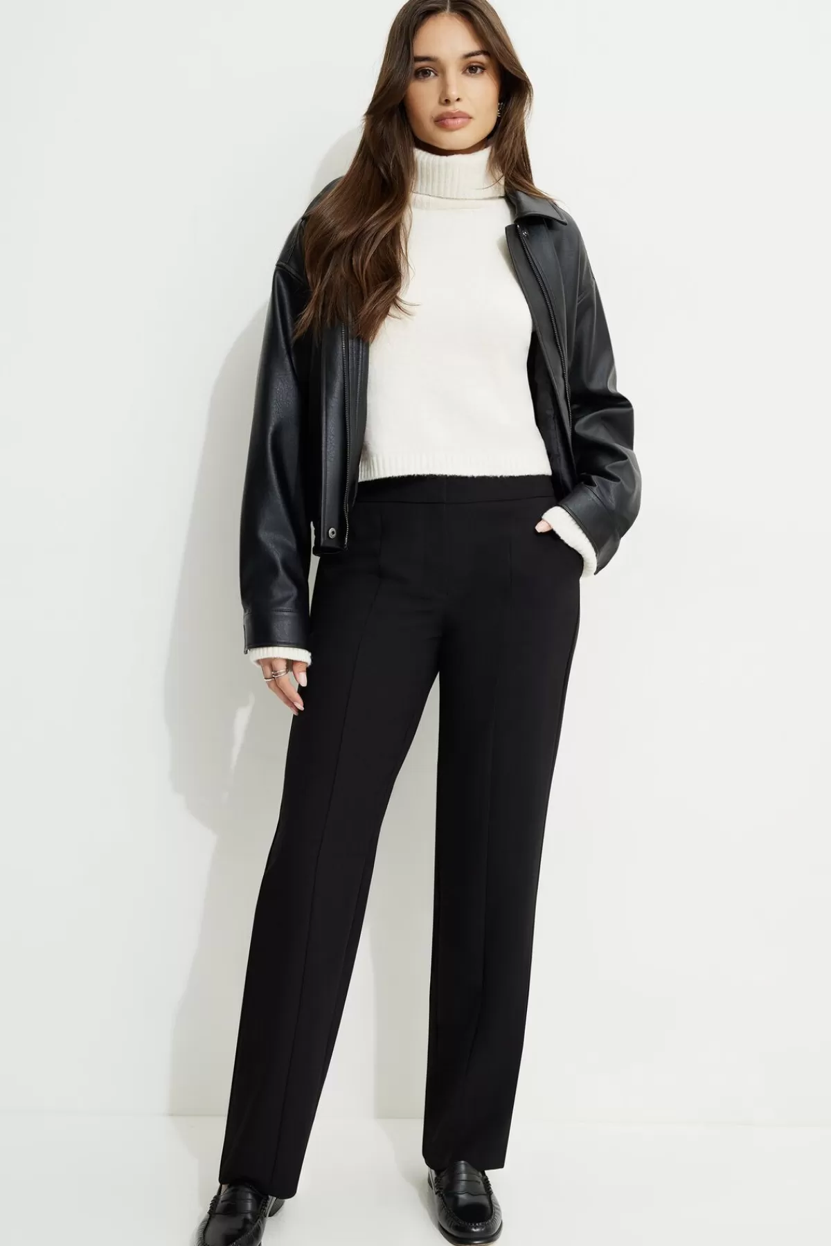 Dynamite Mid Rise Straight Leg Pants Black Best Sale