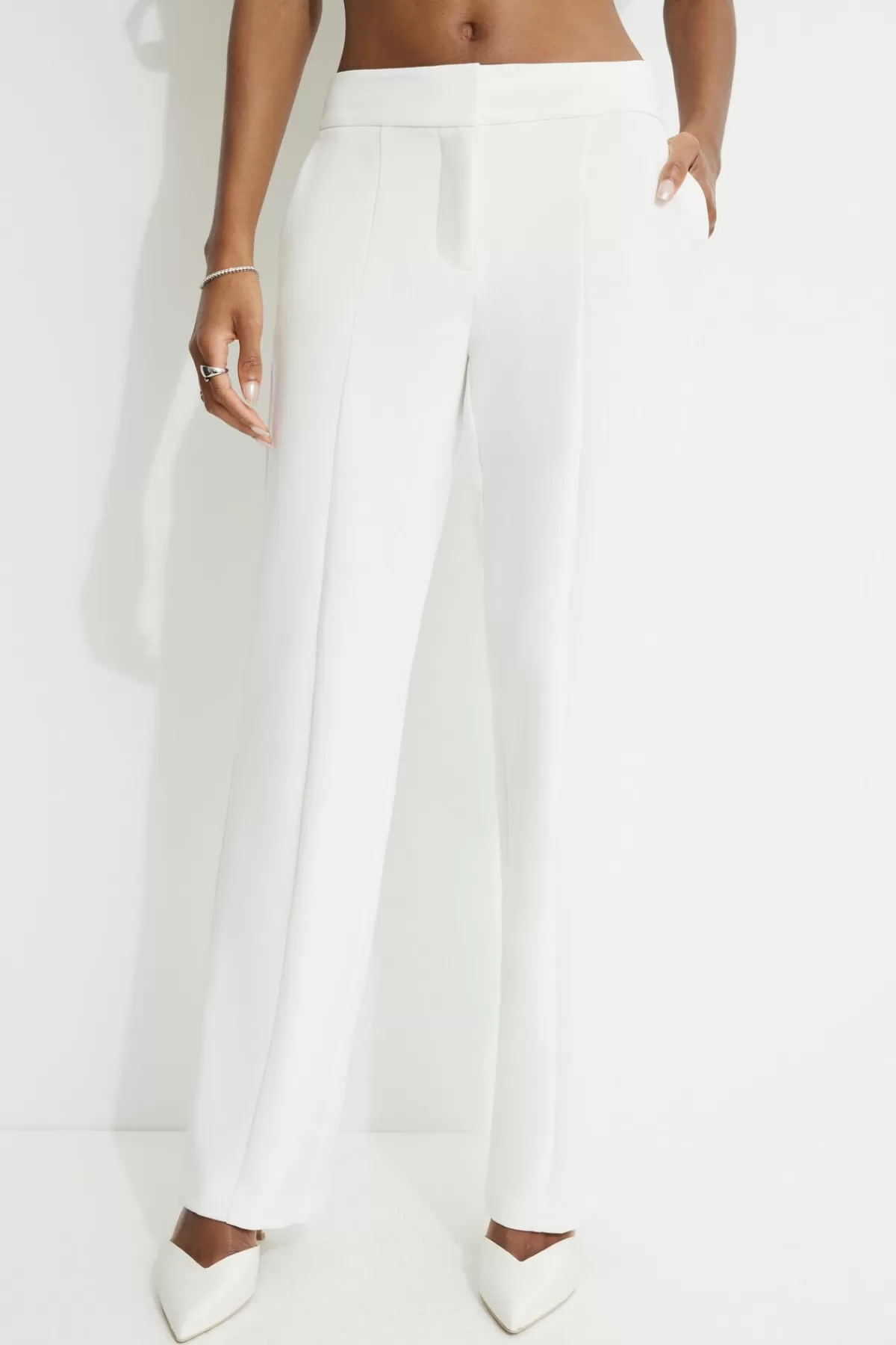 Dynamite Mid Rise Straight Leg Pants White Online