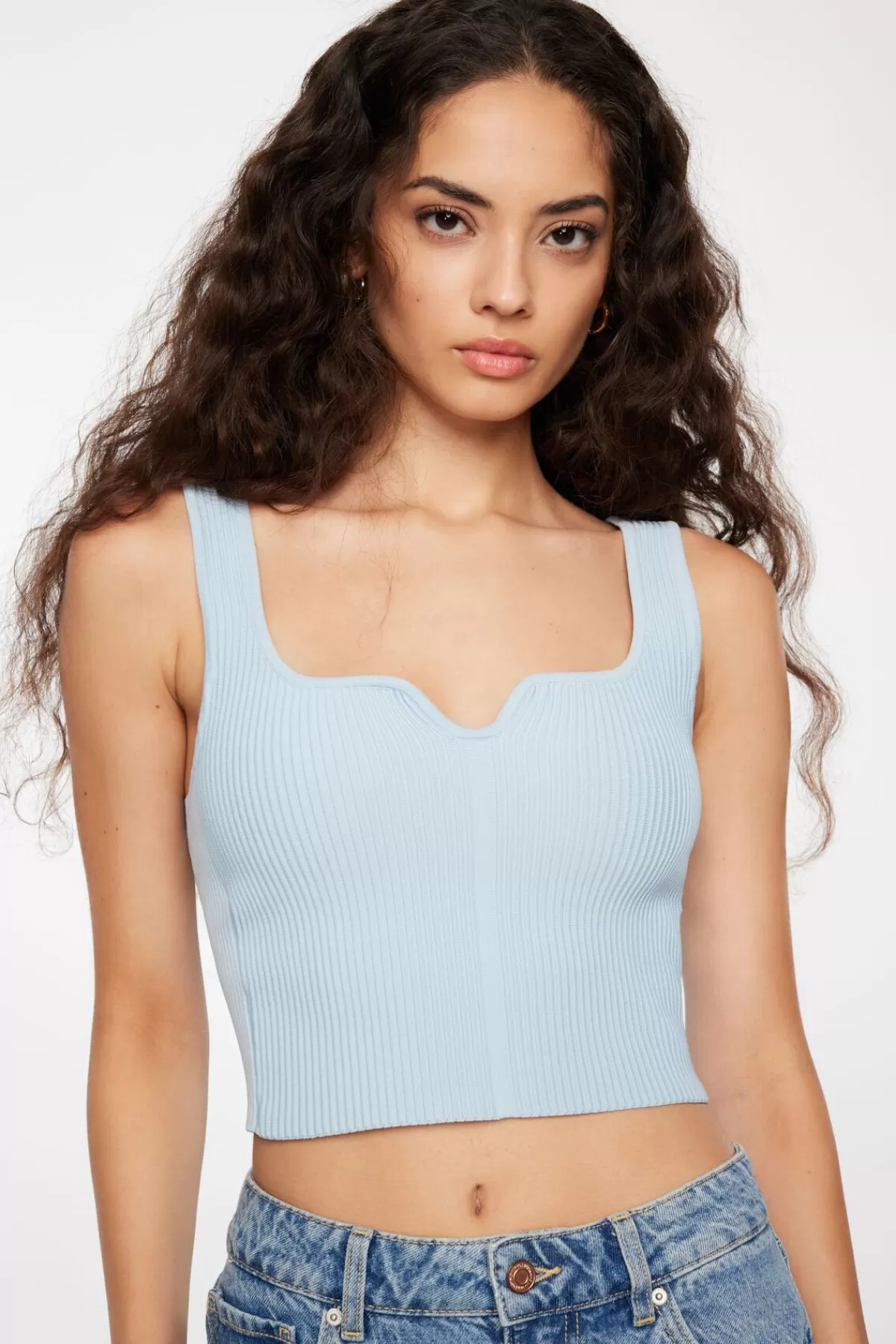 Dynamite Nylon Sweater Tank Top Blue Discount