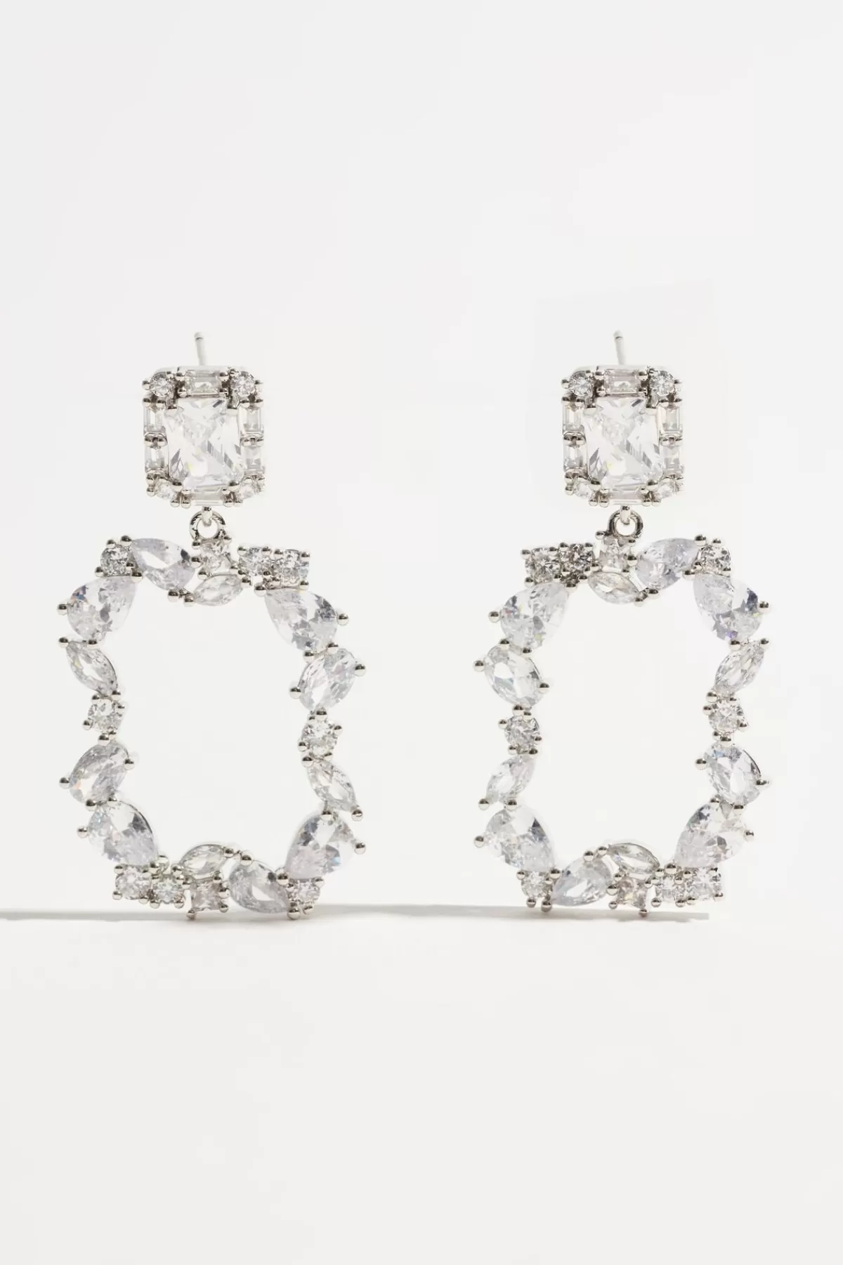 Dynamite Oblong Gem Chandelier Earrings Gray Cheap