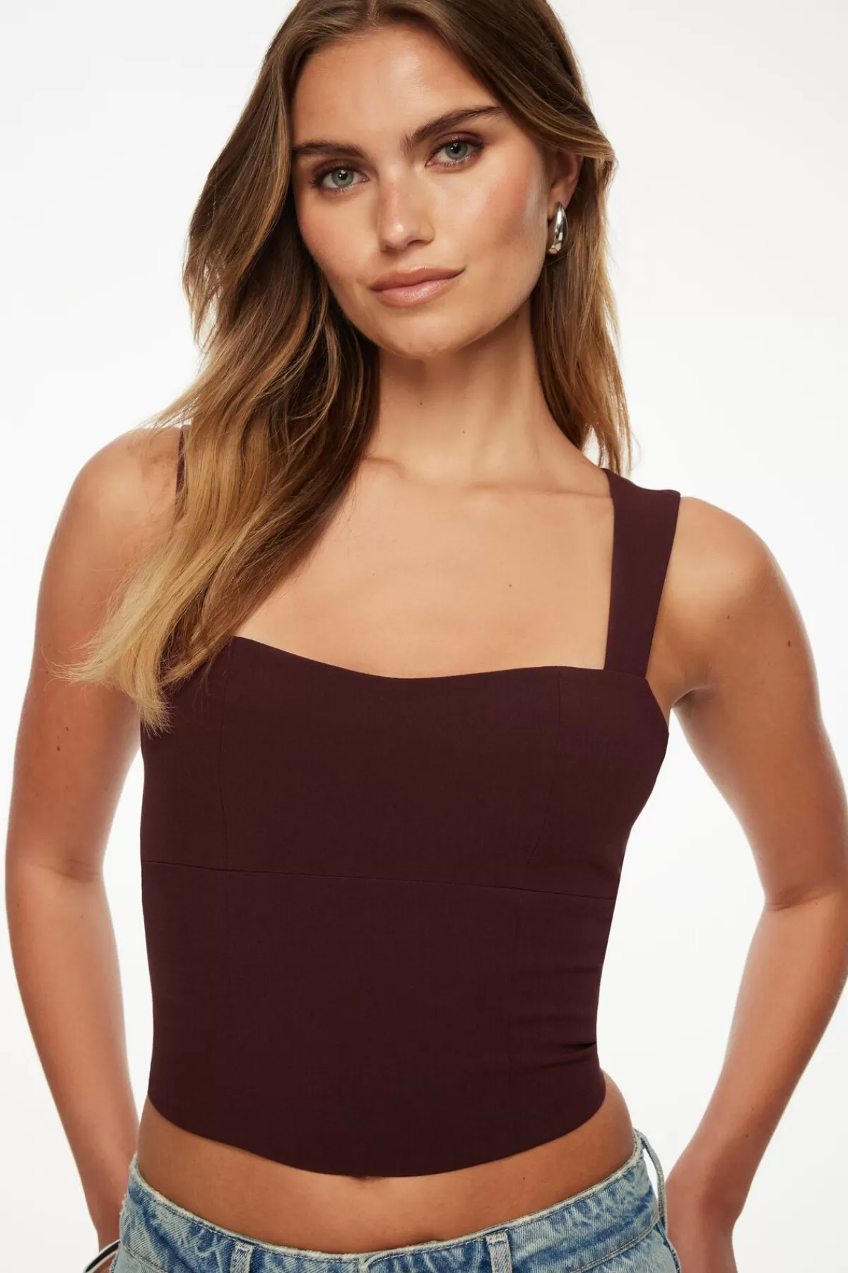 Dynamite Open Back Corset Top Burgundy Online