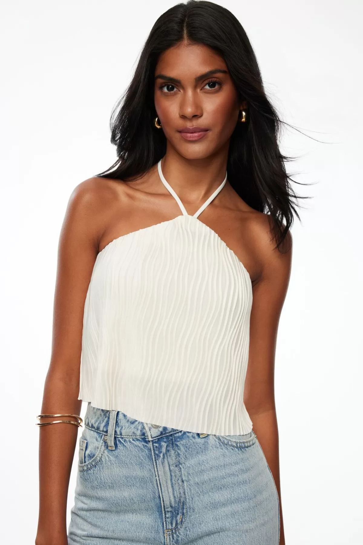 Dynamite Open-Back Halter Top White Flash Sale