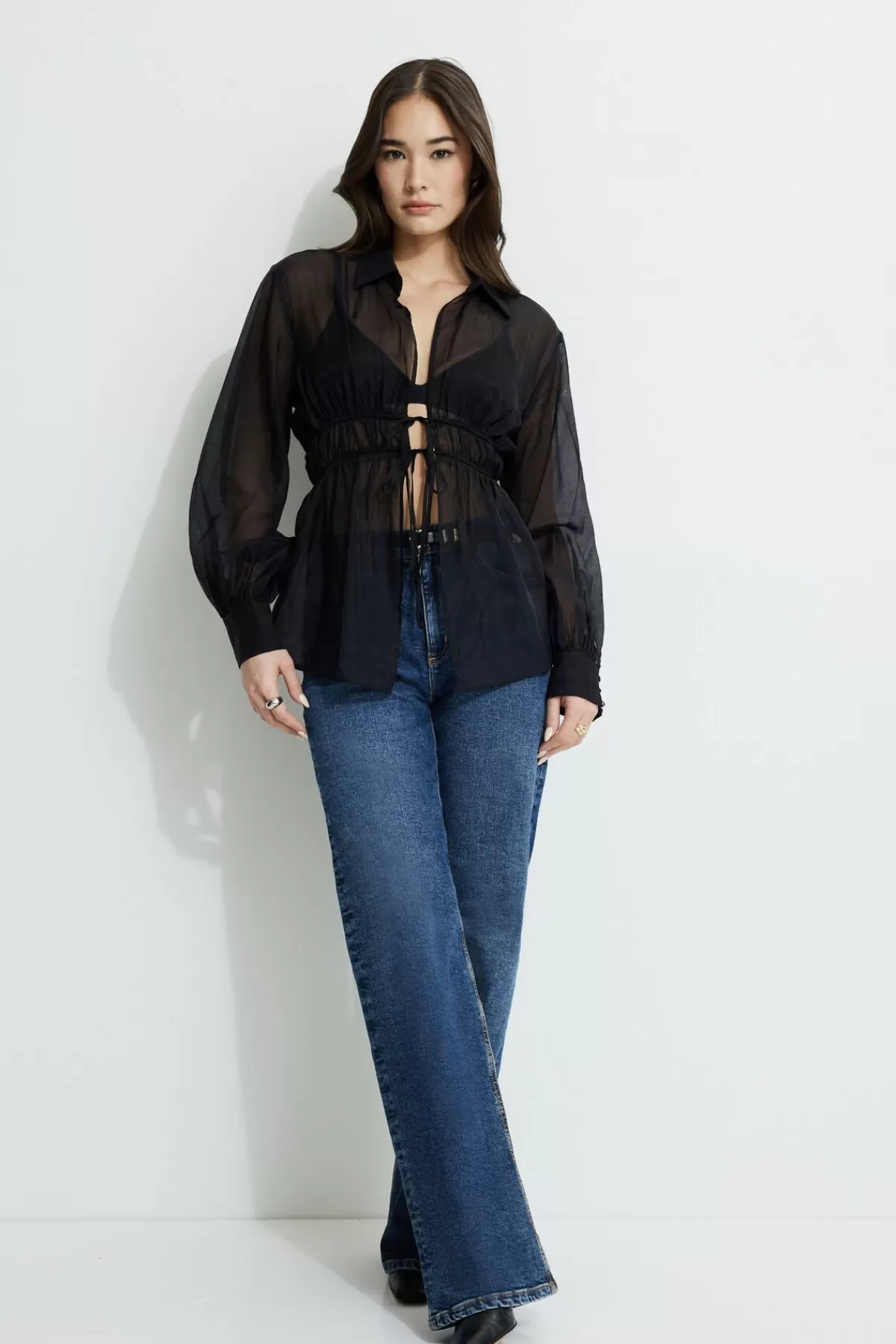 Dynamite Organza Flyaway Blouse Black Best