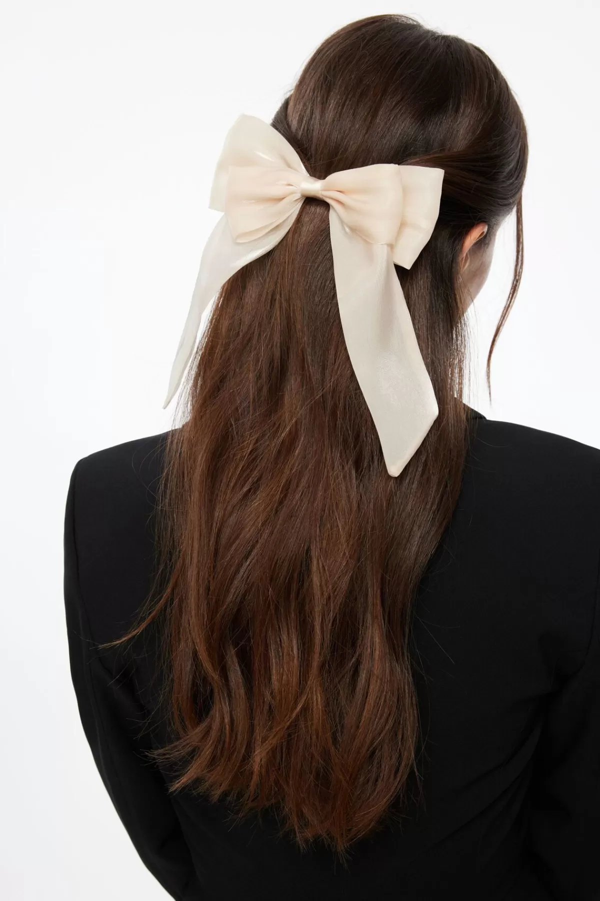 Dynamite Oversized Organza Bow Hair Clip White Cheap