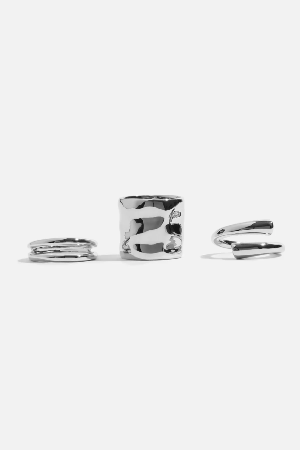 Dynamite 3-Pack Hammered Band Rings Grey Cheap