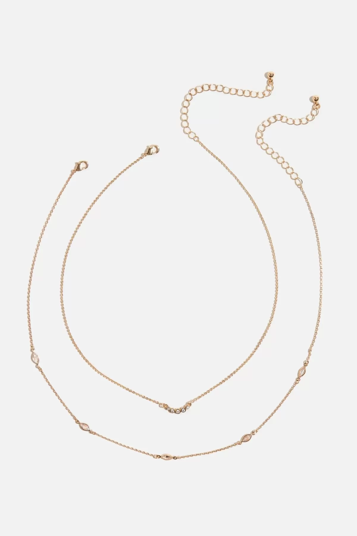 Dynamite 2-Pack Marquise Pave Necklaces White Shop