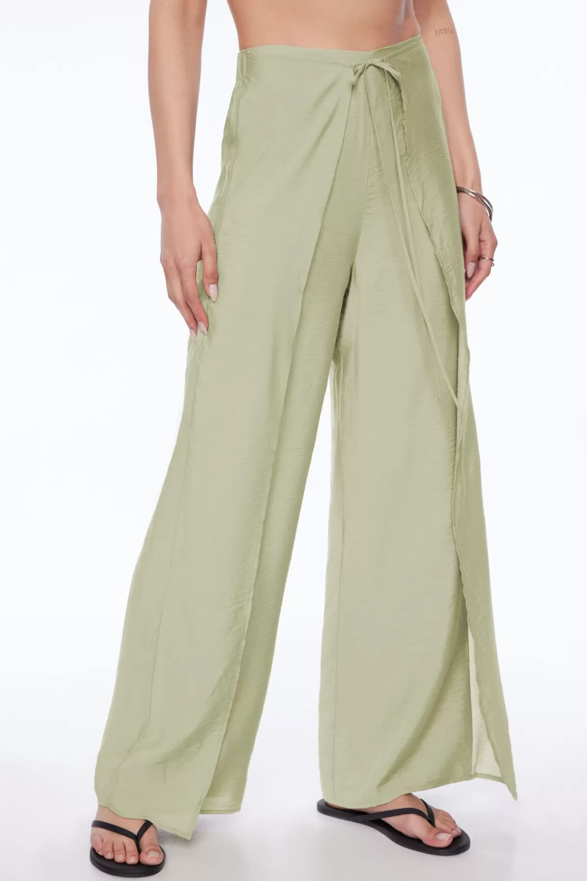 Dynamite Pareo Crinkled Pants Green Clearance