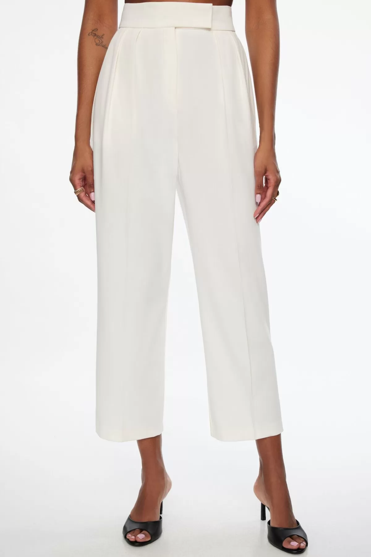 Dynamite Pleated Carrot Pants White Sale