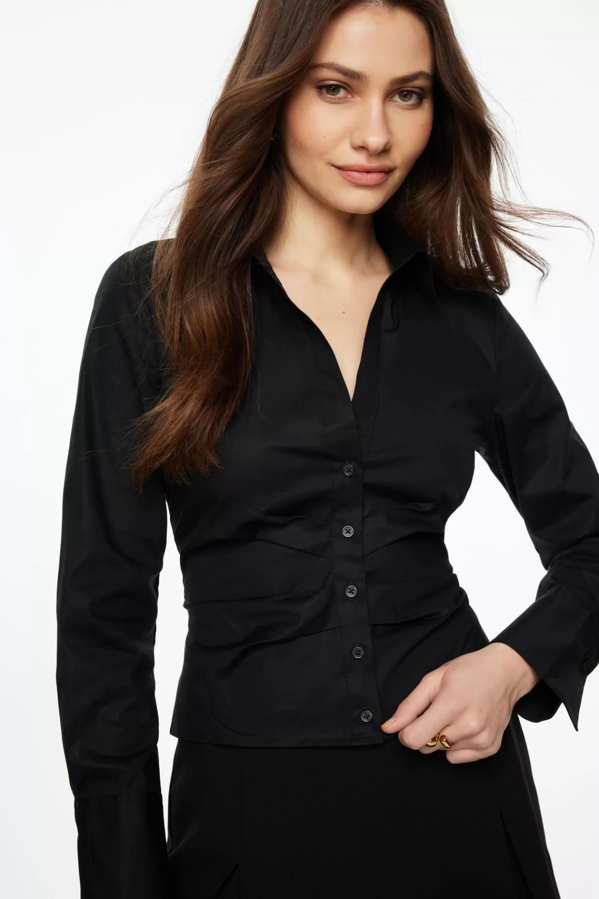 Dynamite Pleated Midi Shirt Black Best