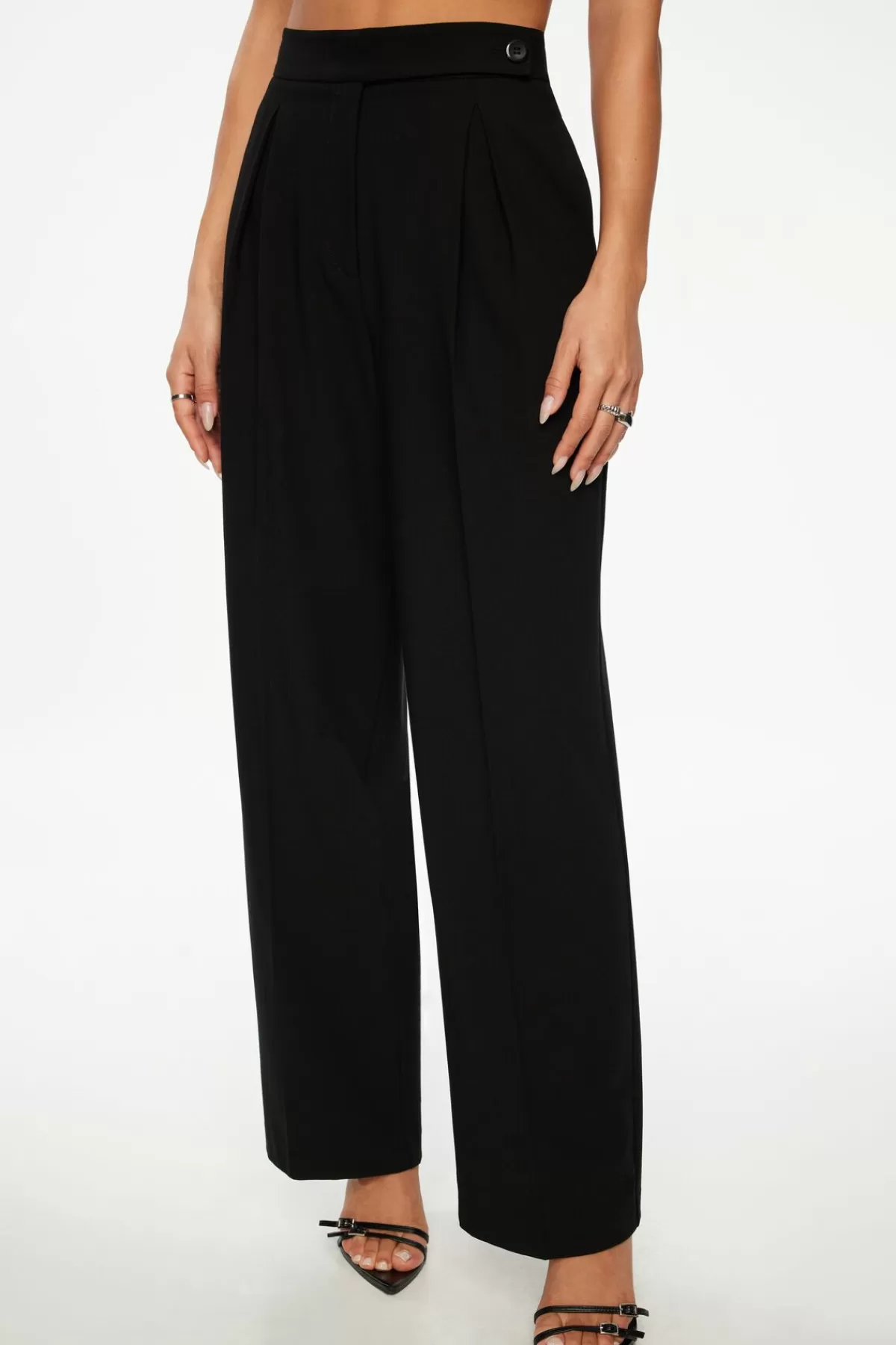 Dynamite Pleated Wide Leg Pants Black Sale