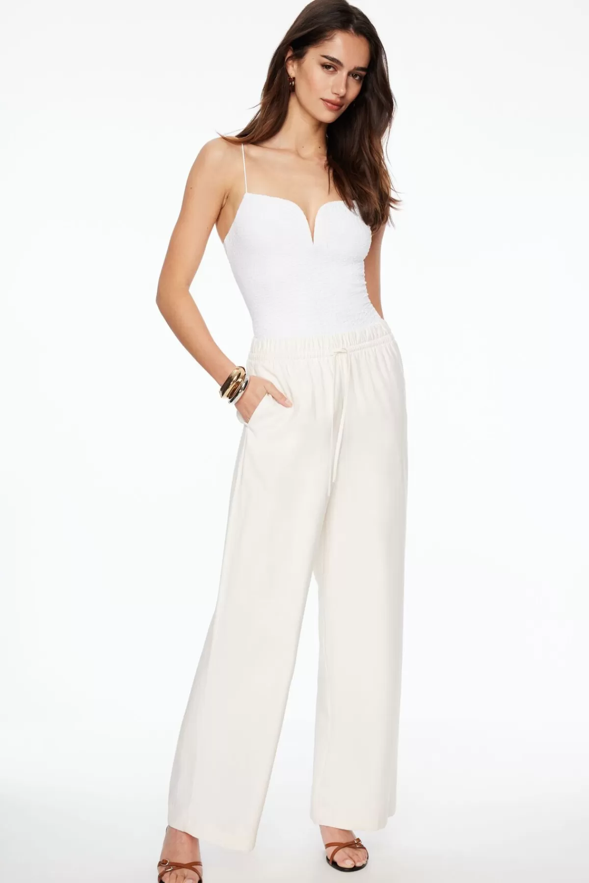 Dynamite Popcorn Textured Cami Bodysuit White Online