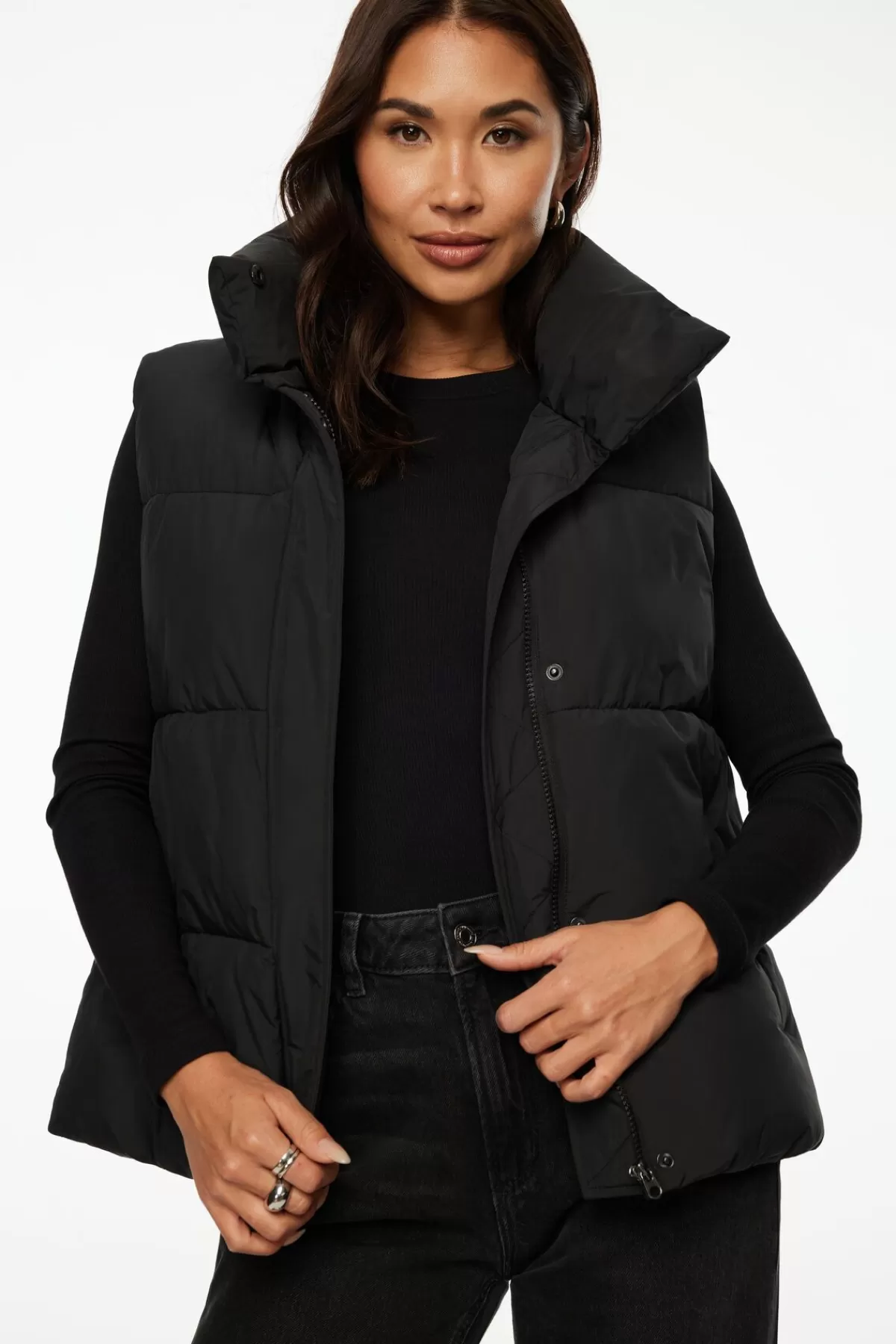 Dynamite Quilted Puffer Vest Black Fashion