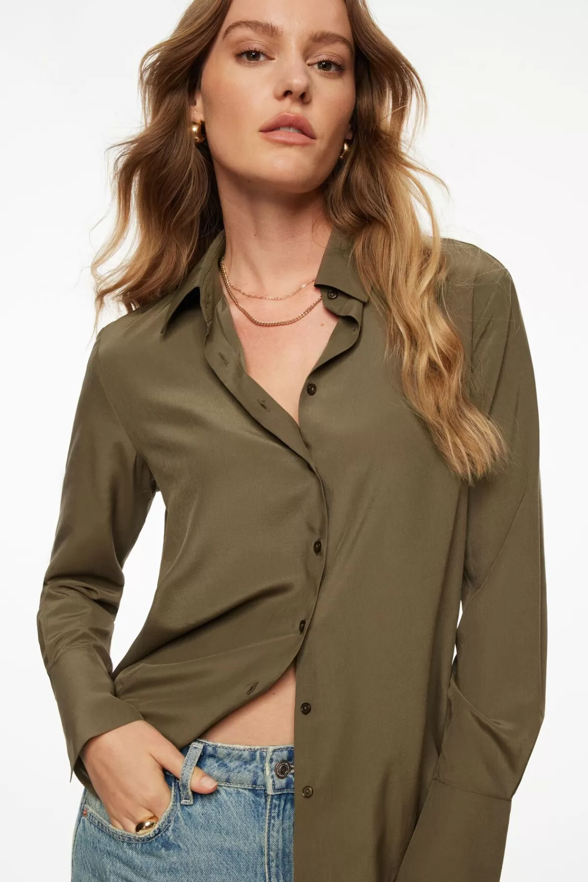 Dynamite Relaxed Airflow Shirt Brown Cheap