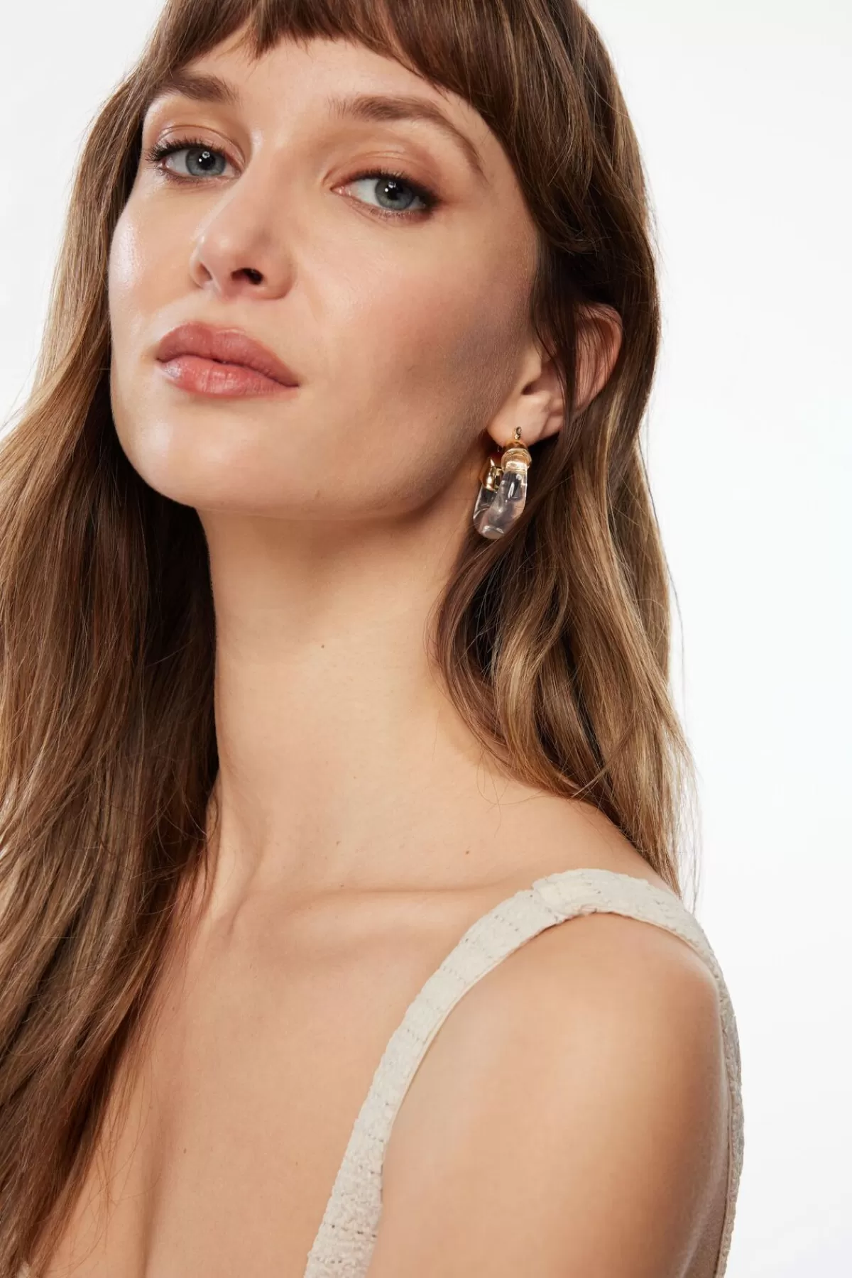 Dynamite Resin Loop Hoop Earrings White Cheap