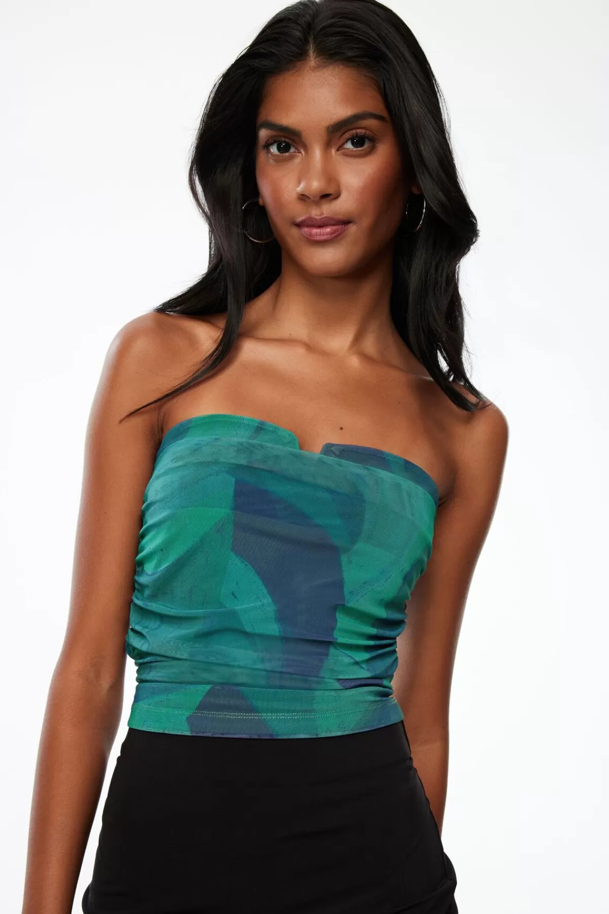 Dynamite Rosalina Bare Shirred Tube Top Green Fashion