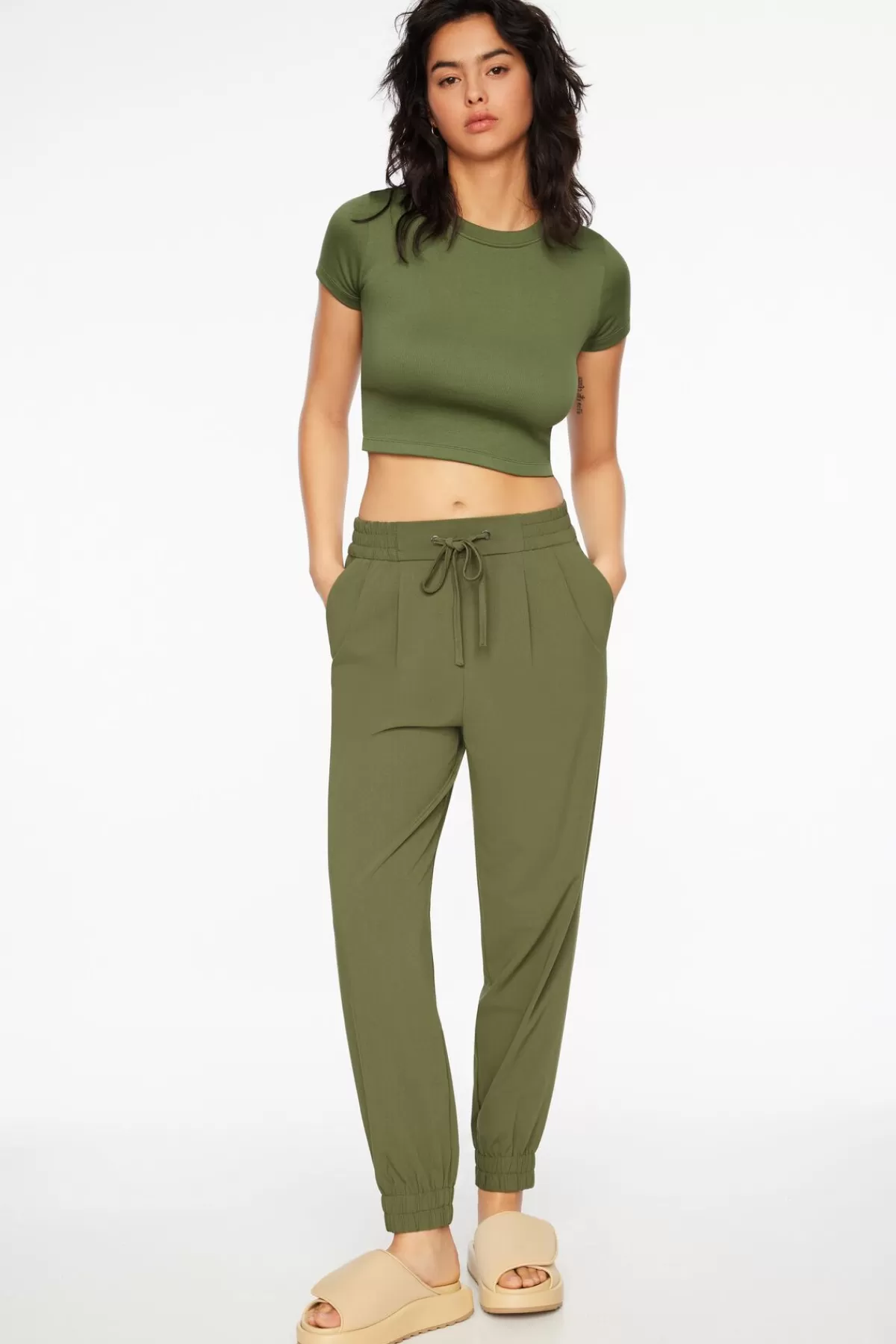 Dynamite Sacha Twill Jogger Pants Green Hot