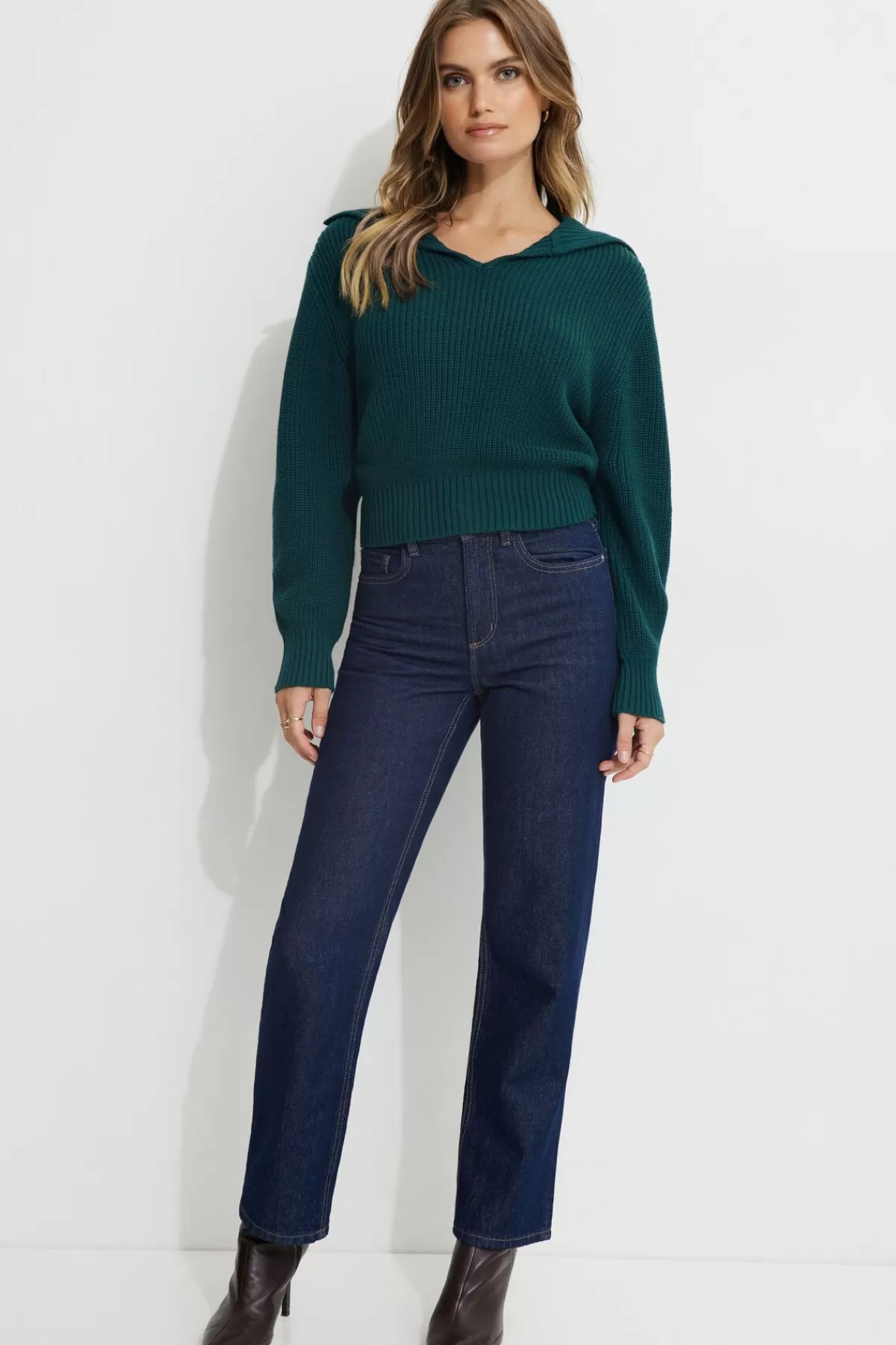 Dynamite Sailor Collar Sweater Green Flash Sale