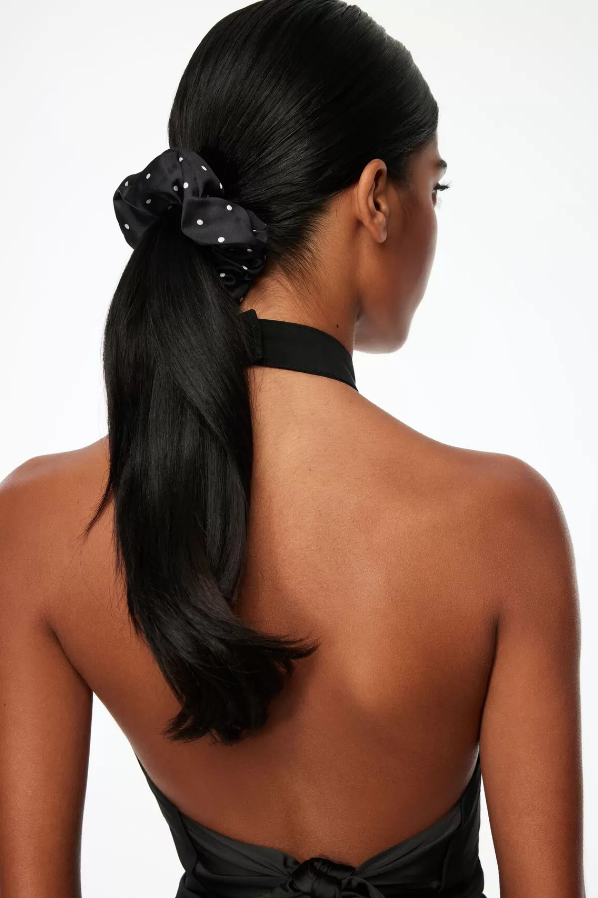 Dynamite Satin Scrunchie Black Flash Sale