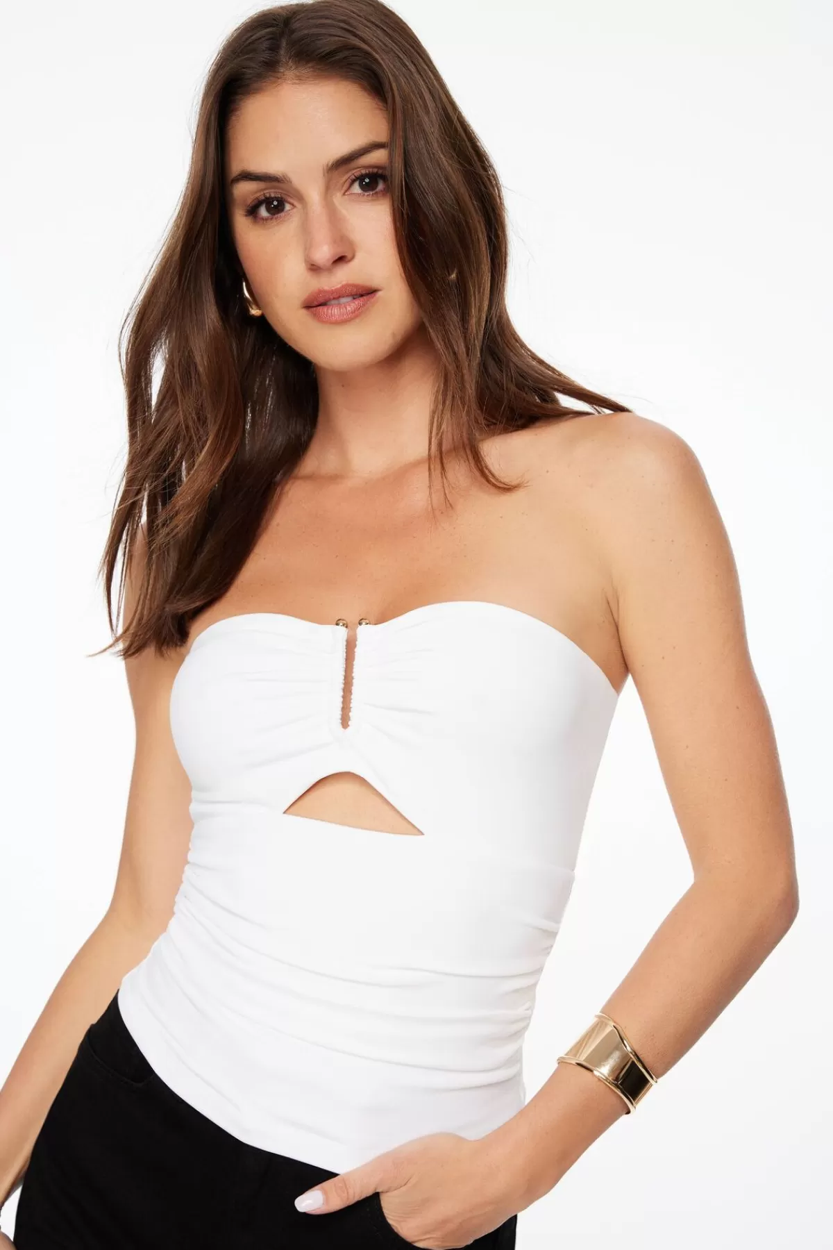 Dynamite Sculpt Metal Hardware Tube Top White Cheap