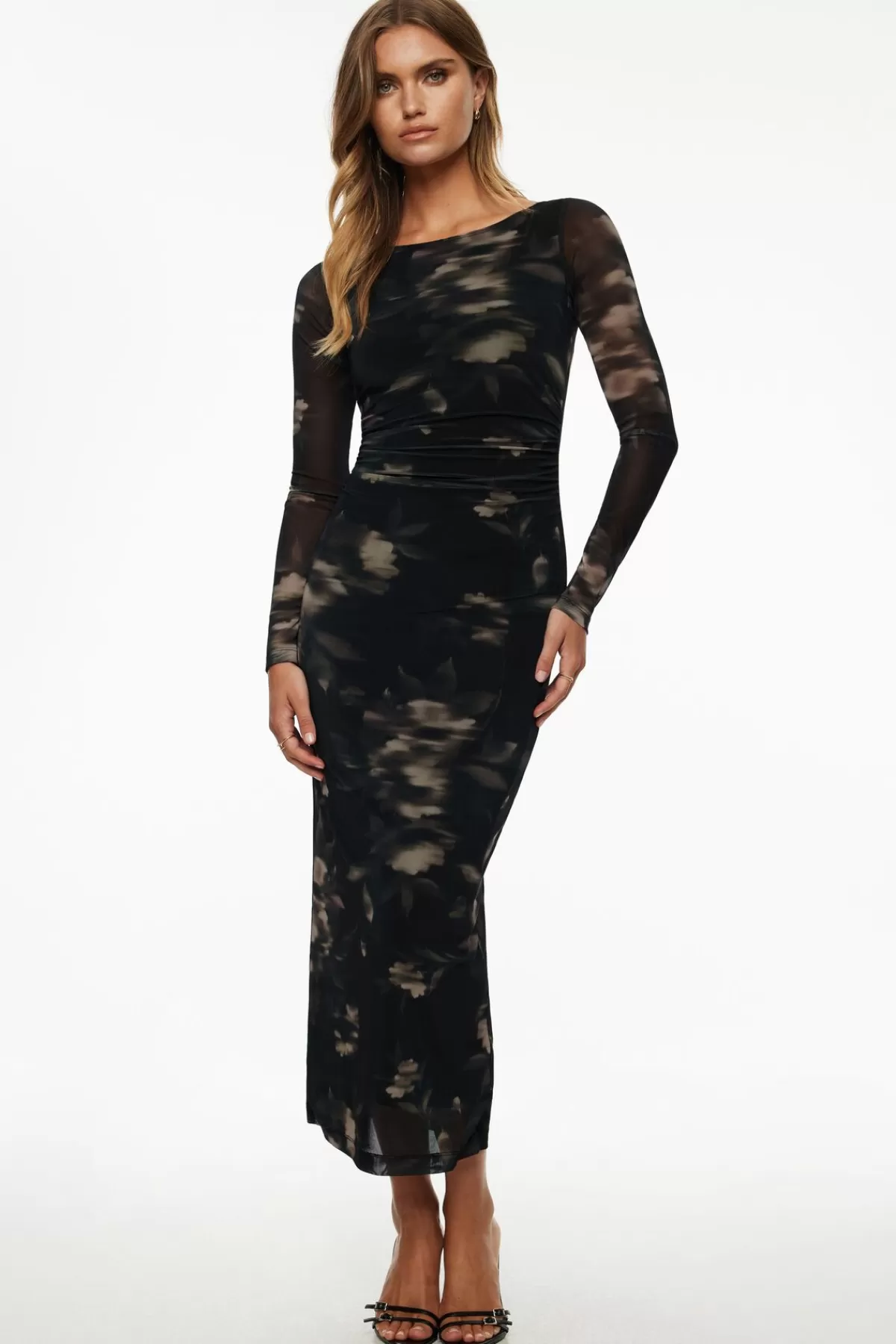 Dynamite Serene Shirred Maxi Dress Black Best Sale