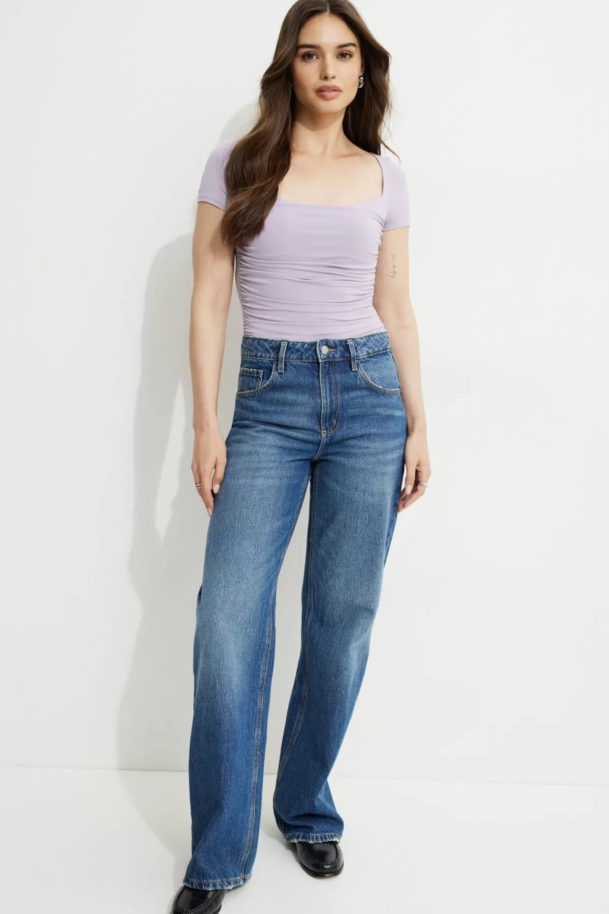 Dynamite Shirred Sweetheart Bodysuit Purple Discount