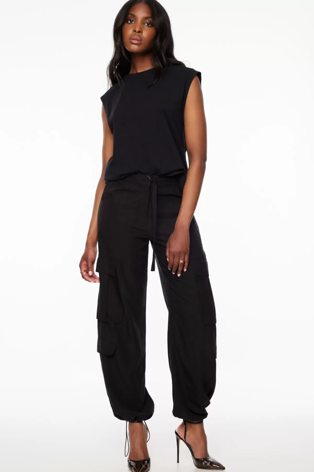 Dynamite Simone Cargo Pants with Belt Black Best