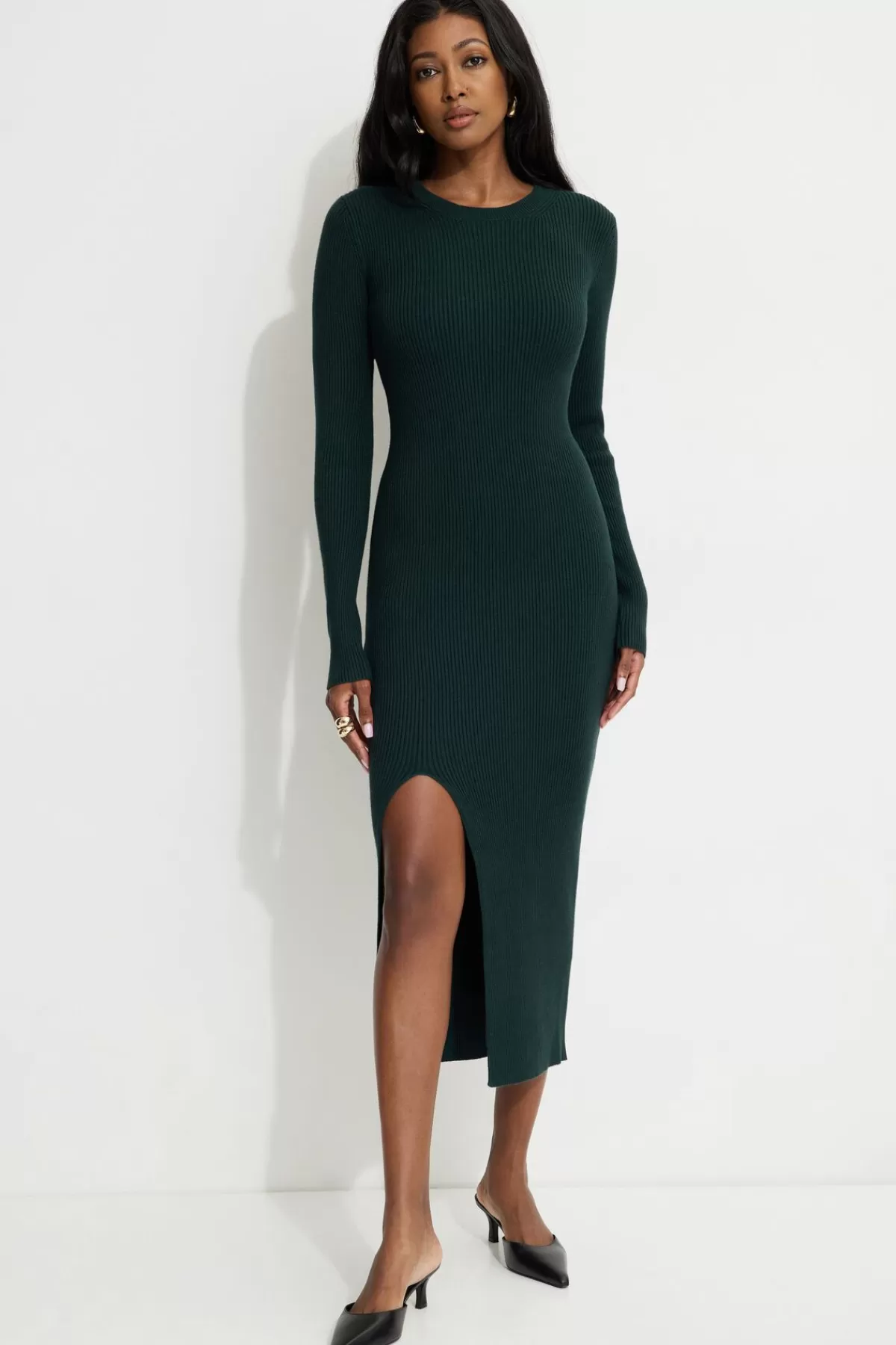 Dynamite Slit Midi Dress Green Shop