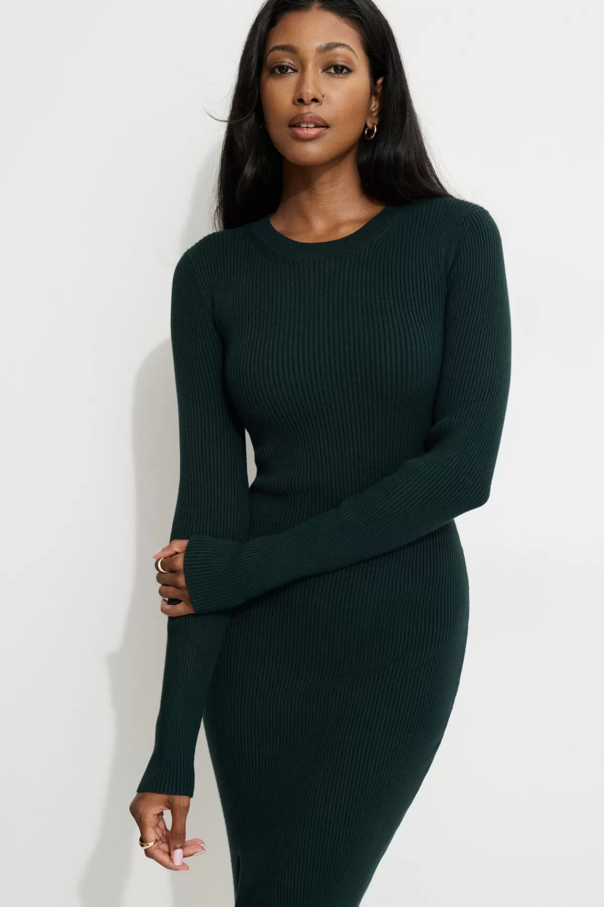 Dynamite Slit Midi Dress Green Shop