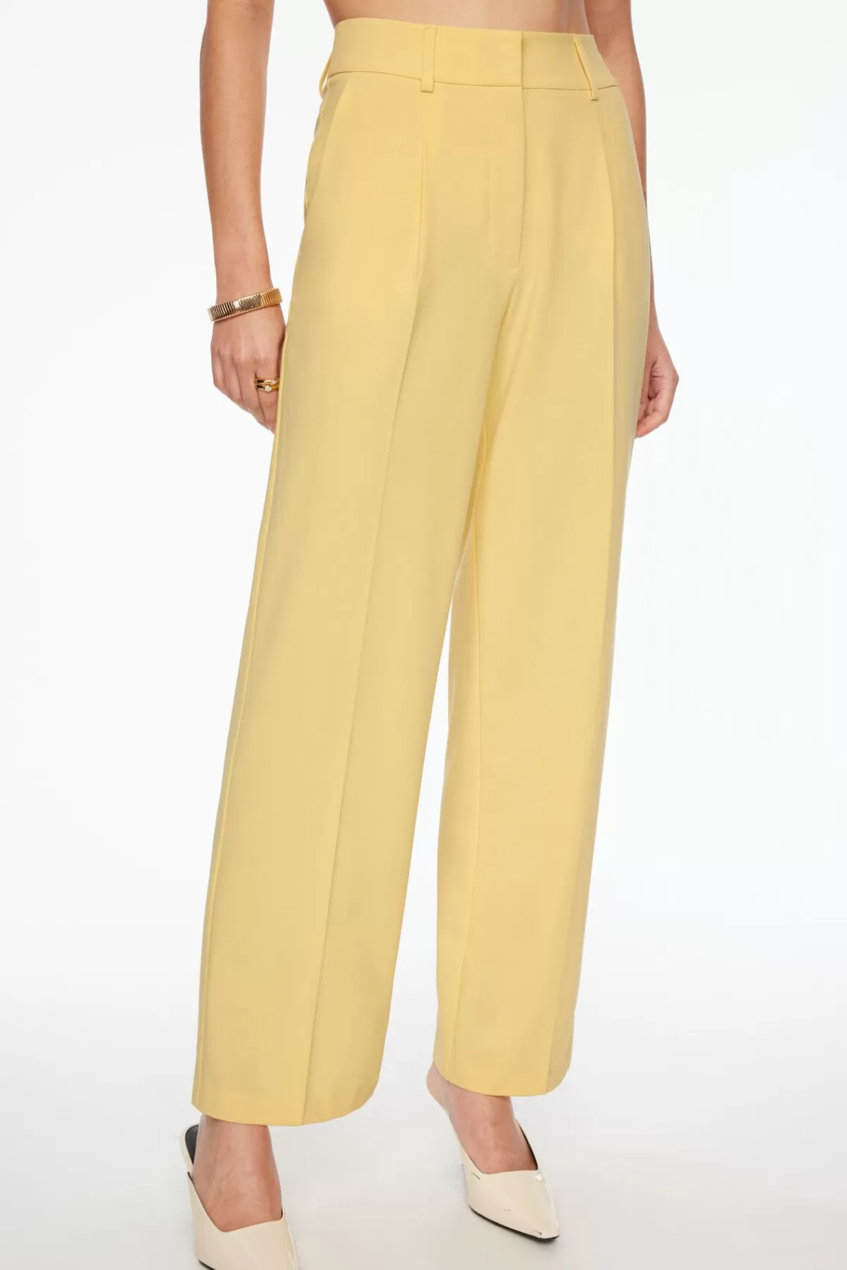 Dynamite Sofia Pleated Straight Leg Pants Yellow Flash Sale