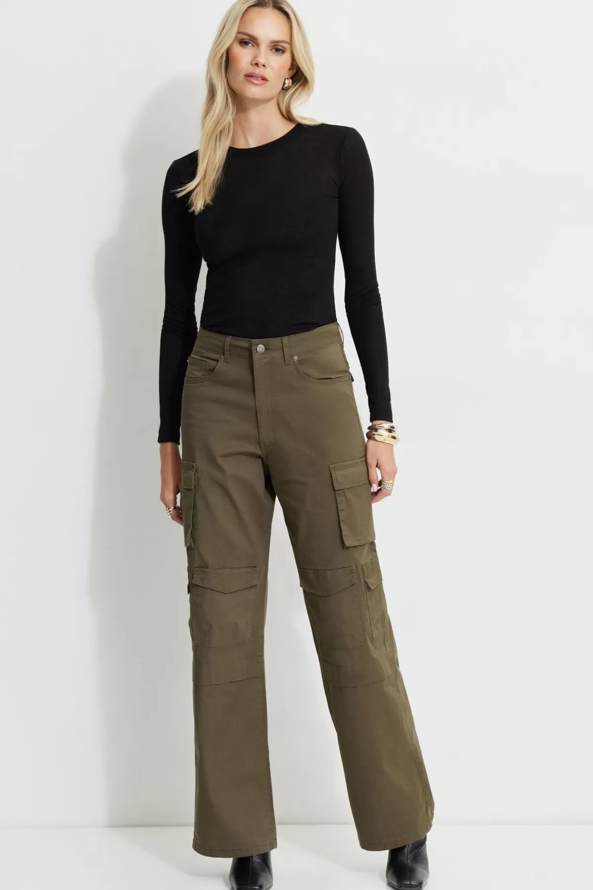 Dynamite Straight Leg Cargo Pants Green Online