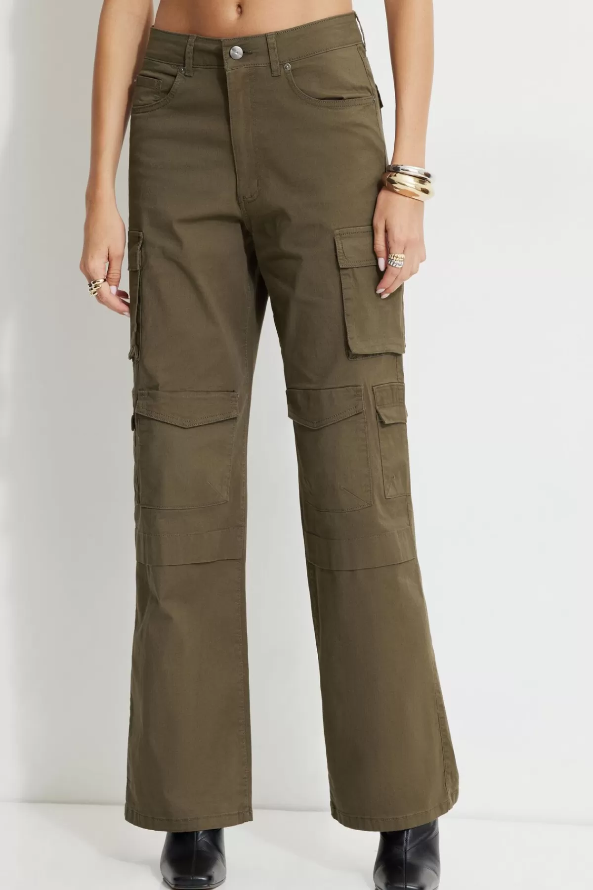 Dynamite Straight Leg Cargo Pants Green Online