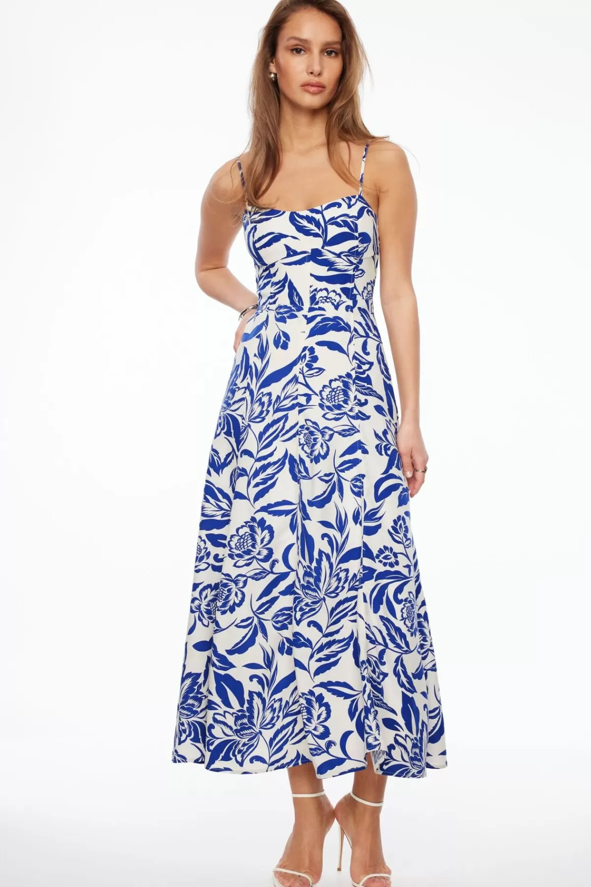 Dynamite Sweetheart Linen Maxi Dress Blue Cheap