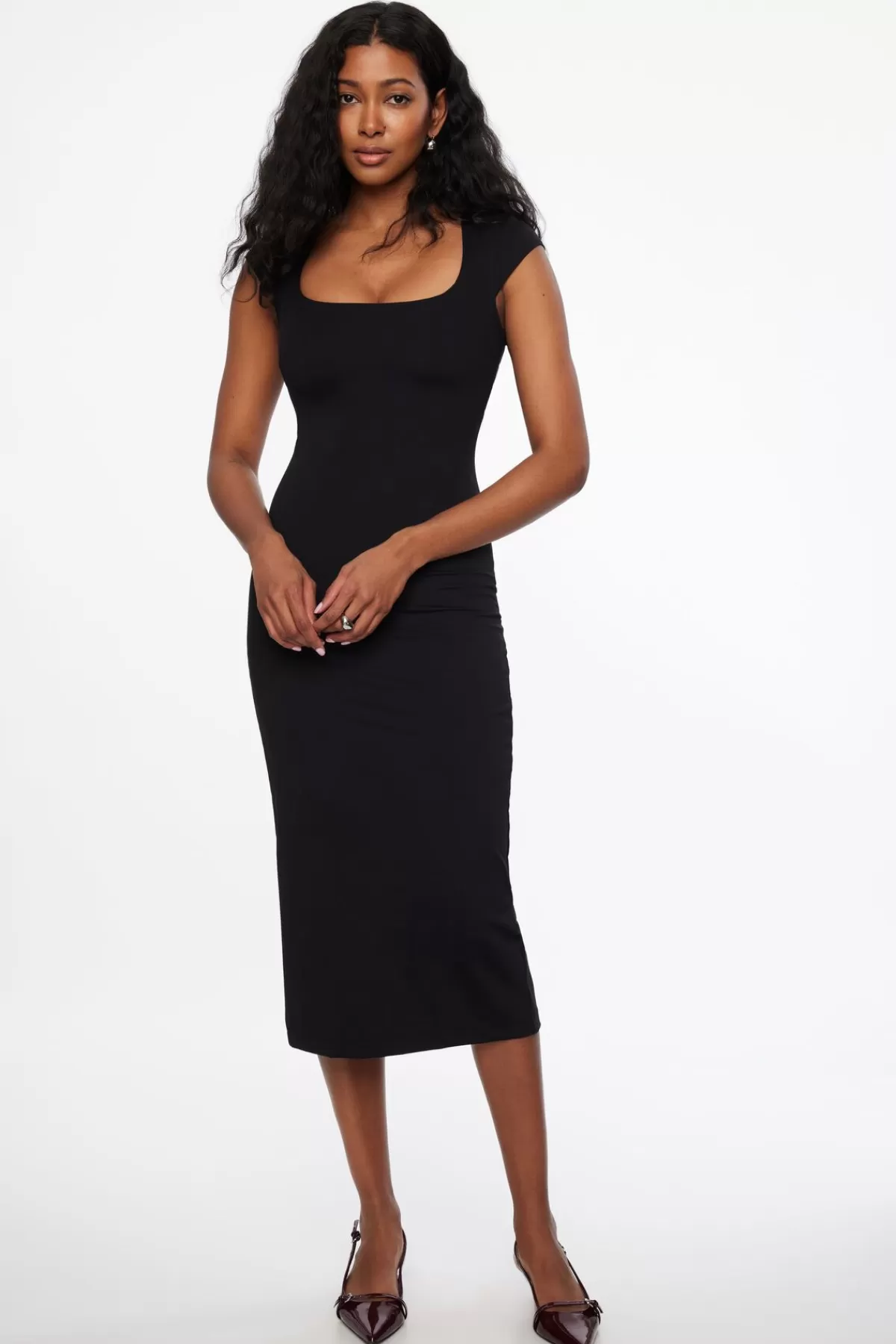 Dynamite Tana Sculpt Midi Dress Black Flash Sale