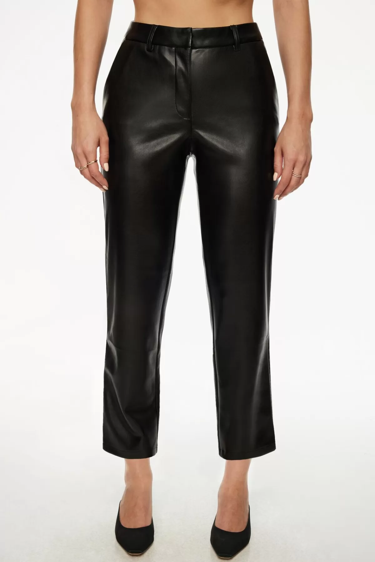 Dynamite Vika Faux Leather Ankle Pants Black Cheap