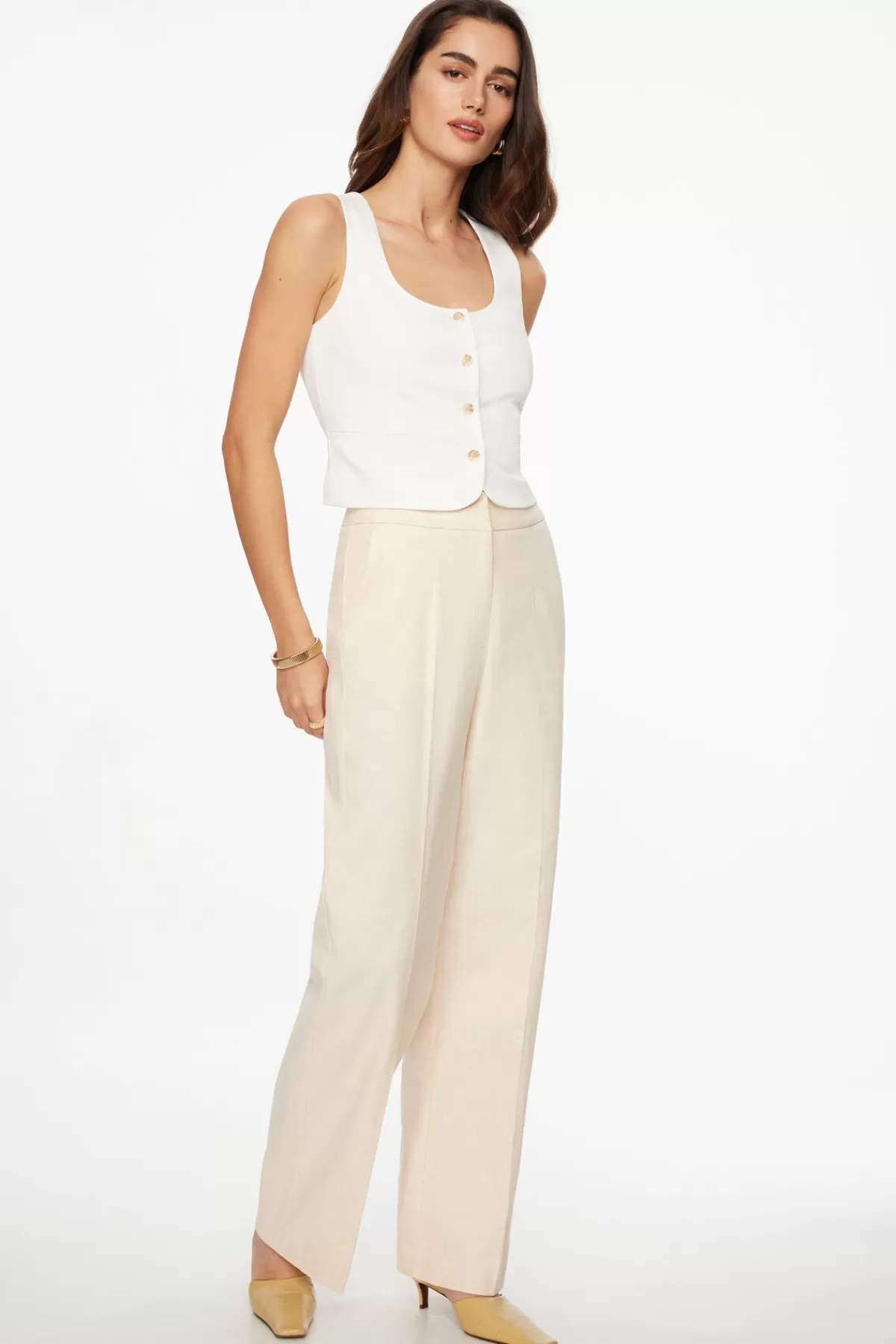 Dynamite Yasmin Straight Leg Linen Pants Brown Online